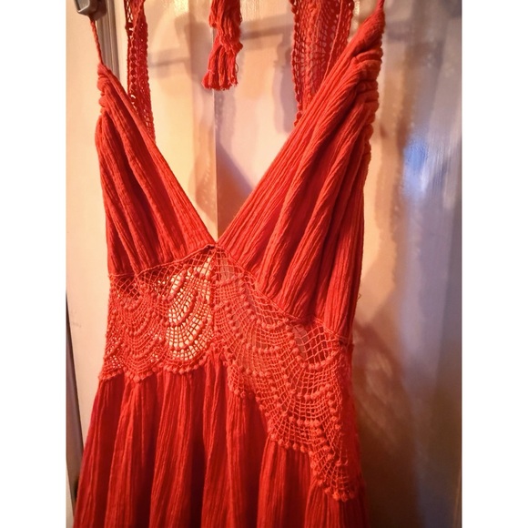 NEW FREE PEOPLE 200 DEGREE MINI DRESS PERSIMMON ORANGE RED CORAL SMALL MINT RARE - Picture 9 of 15
